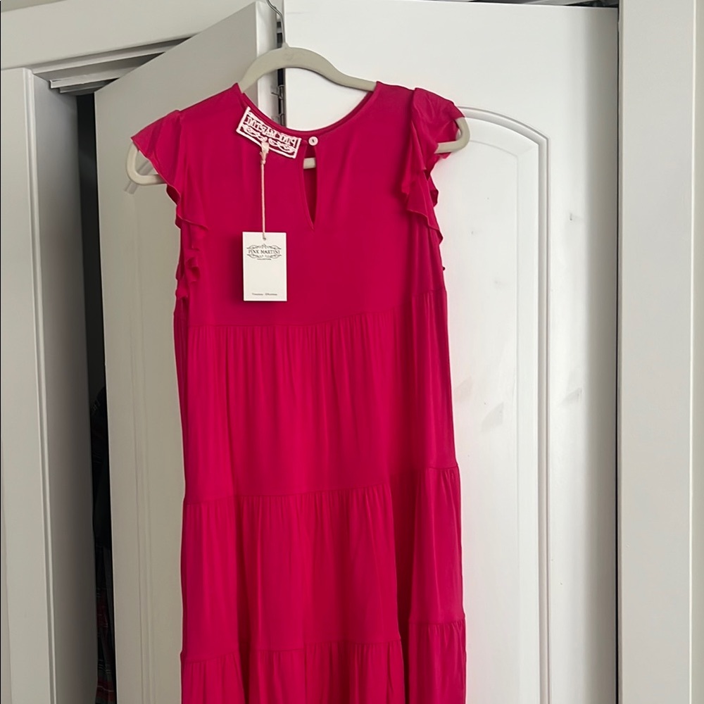 Pink Ruffled Midi/Calf Length Dress - Picture 3 of 3